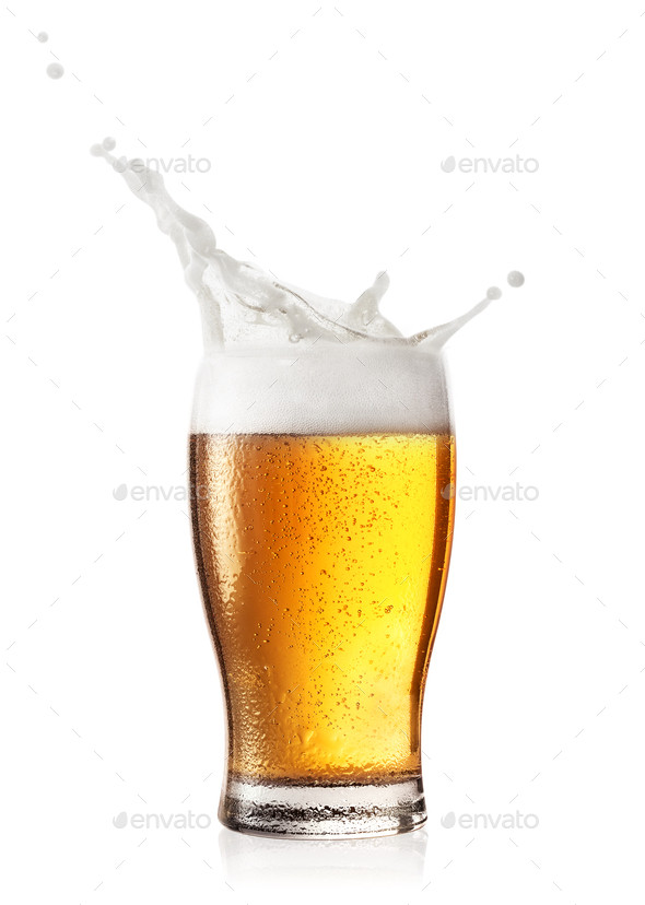 Splash of foam in glass of beer Stock Photo by Alexlukin PhotoDune